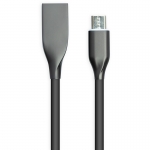 Кабель PowerPlant USB - microUSB, 2м, силикон, черный